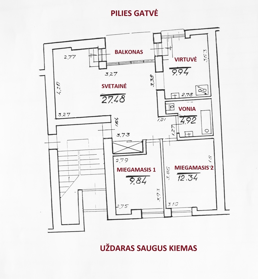 Nuomojamas butas Pilies g., Senamiestis, Vilniaus m., Vilniaus m. sav., 64 m2 ploto, 3 kambariai 13