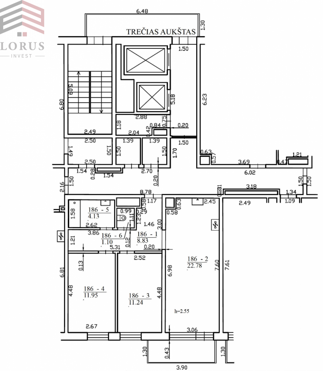 Parduodamas butas Perkūnkiemio g., Pašilaičiai, Vilniaus m., Vilniaus m. sav., 60.03 m2 ploto, 3 kambariai 18