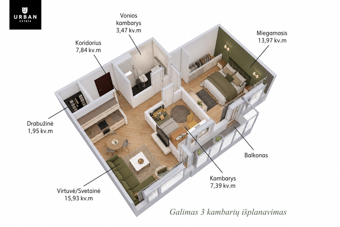 Parduodamas butas Taikos g., Justiniškėse, Vilnius, 50.37 kv.m ploto 12