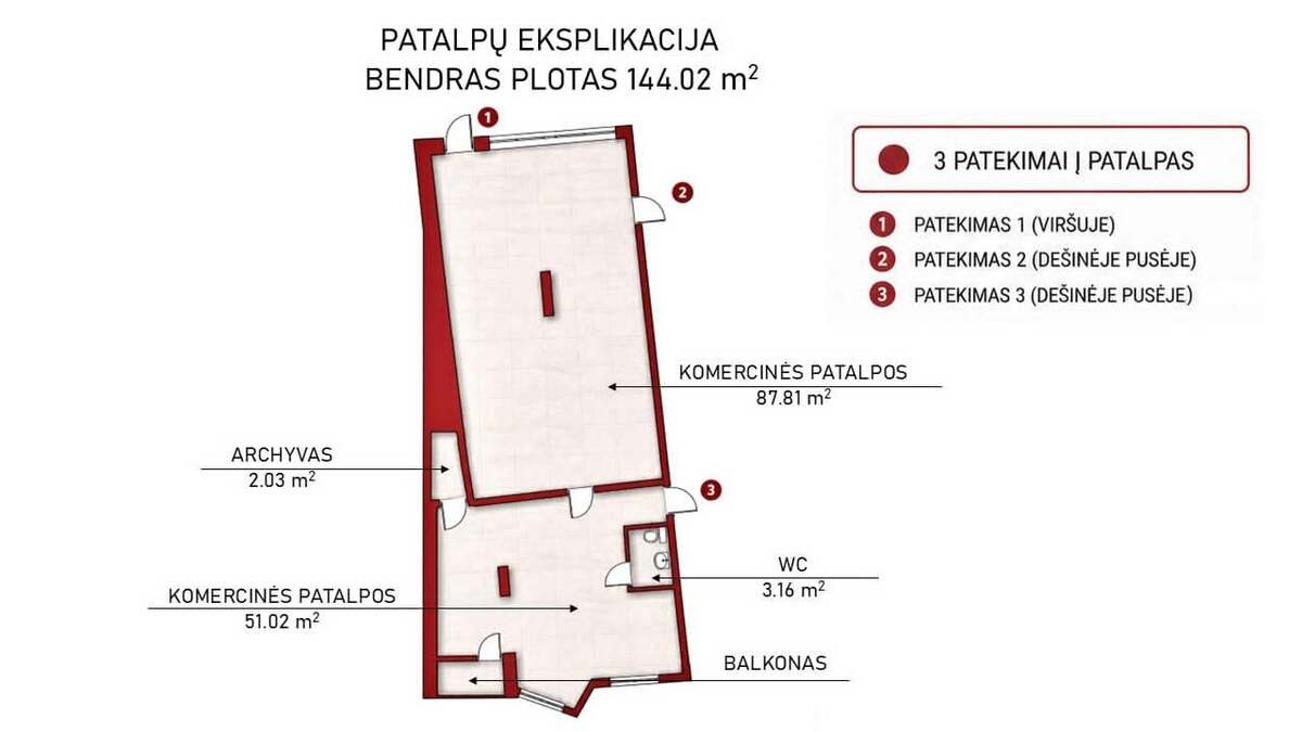 Nuomojamos kitos paskirties patalpos S. Žukausko g., Vilniaus m., Vilniaus m. sav., 144.02 m2 ploto 1