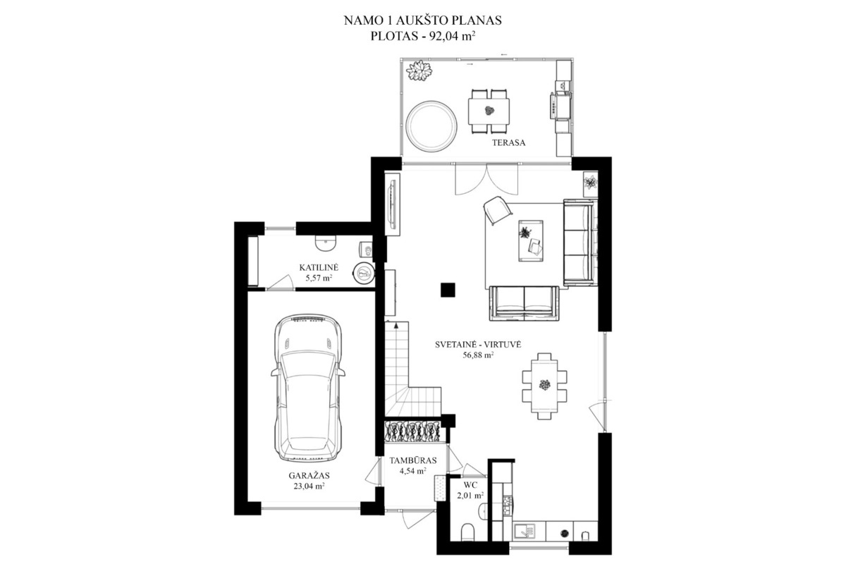 Parduodamas namas Kaštonų g., Didžiosios Riešės mstl., Vilniaus r. sav., 151.43 m2 ploto, 2 aukštai 44